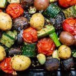 Italian Oven Roasted Vegetables | The Mediterranean Dish. Simple and delicious oven roasted vegetables, the Italian way! Not your average side dish! These veggies will be your new favorite! Comes together in 20 mins or so. See the recipe on TheMediterraneanDish.com