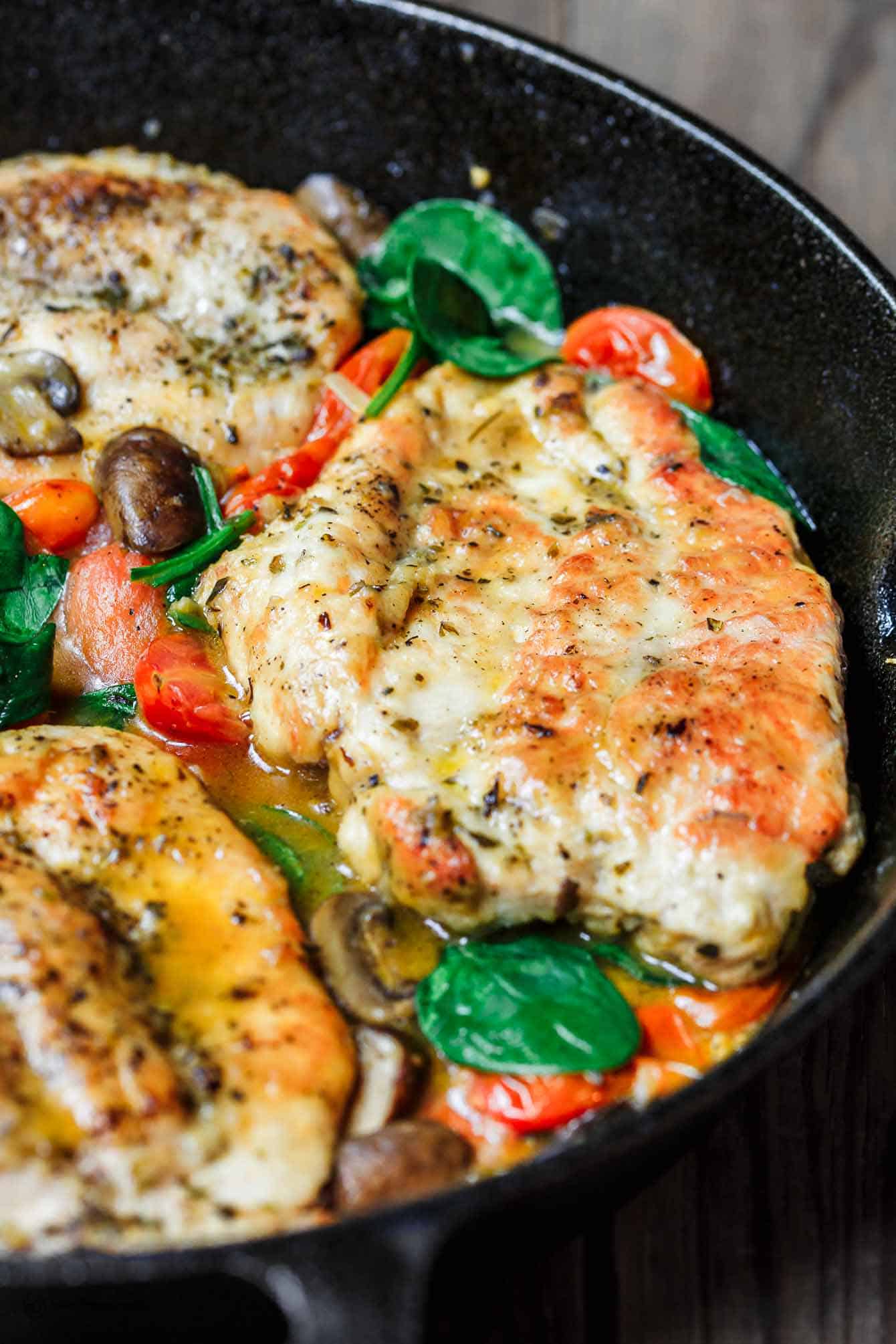 Italian Skillet Chicken with Tomatoes and Mushrooms | The Mediterranean ...