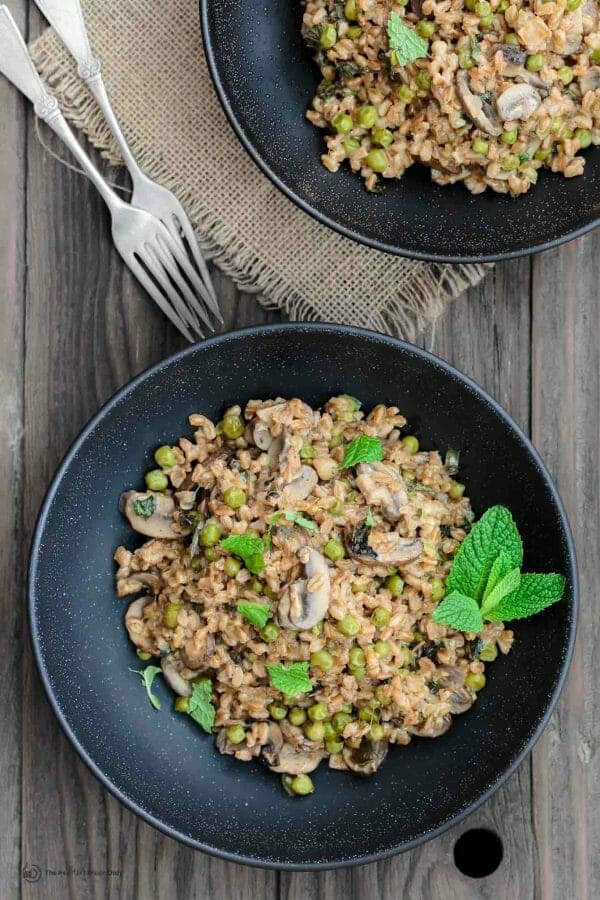 OnePan Farro Recipe with Mushrooms and Peas The Mediterranean Dish