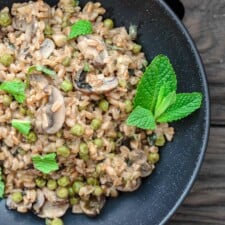 One-Pan Farro Recipe with Mushrooms and Peas-image