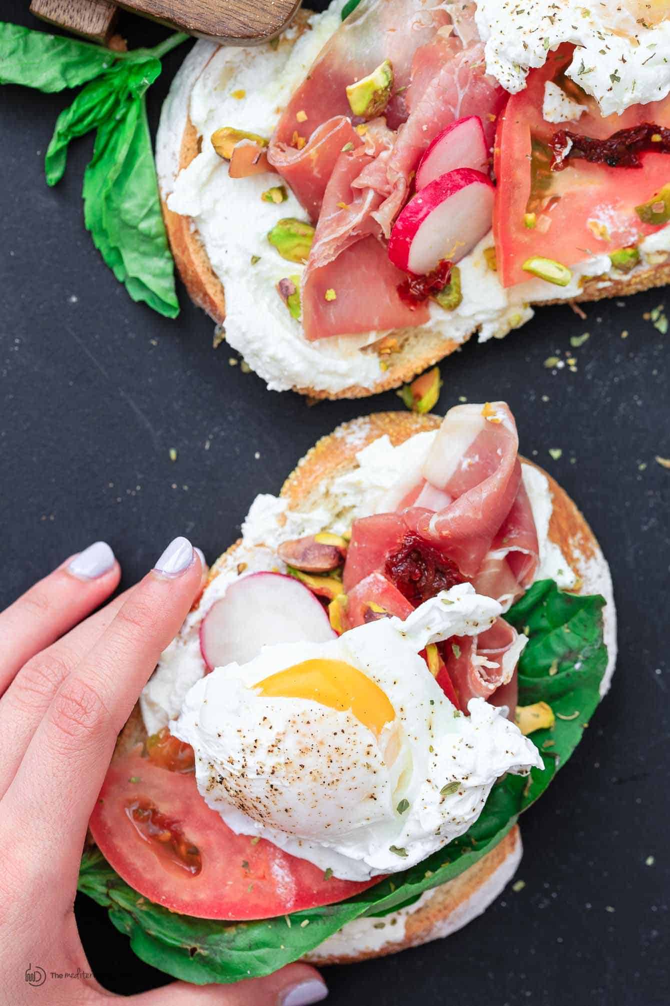 Italian Breakfast sandwich with eggs and Prosciutto