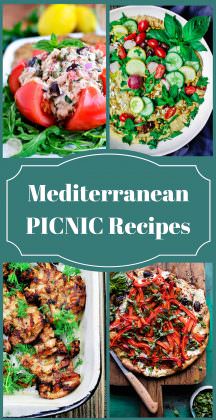 25 Mediterranean Picnic Recipes | The Mediterranean Dish. Amazing picnic recipes with a Mediterranean twist! Flavor packed salads; no-mayo zesty tuna; chickpea salads; pasta salads; Greek macaroni and cheese; kabobs; Greek chicken wings; and even desserts like brownies and lemon cake! See them all on TheMediterraneanDish.com
