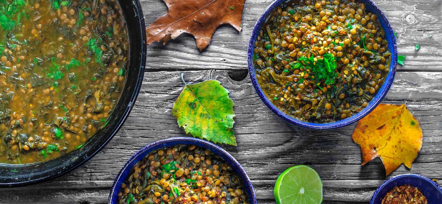 Spinach and lentil soup from The Mediterranean Dish