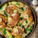 Easy Greek Chicken and Potato Dinner | The Mediterranean Dish. BEST Greek chicken and potato dinner all in one sheet pan! Seasoned with rosemary and baked in a zesty juice with lots of garlic. Definite Winner!