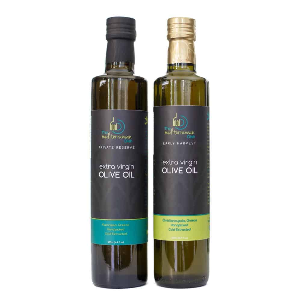 Extra Virgin Olive Oil Bundle of Early Harvest and Private Reserve by The Mediterranean Dish