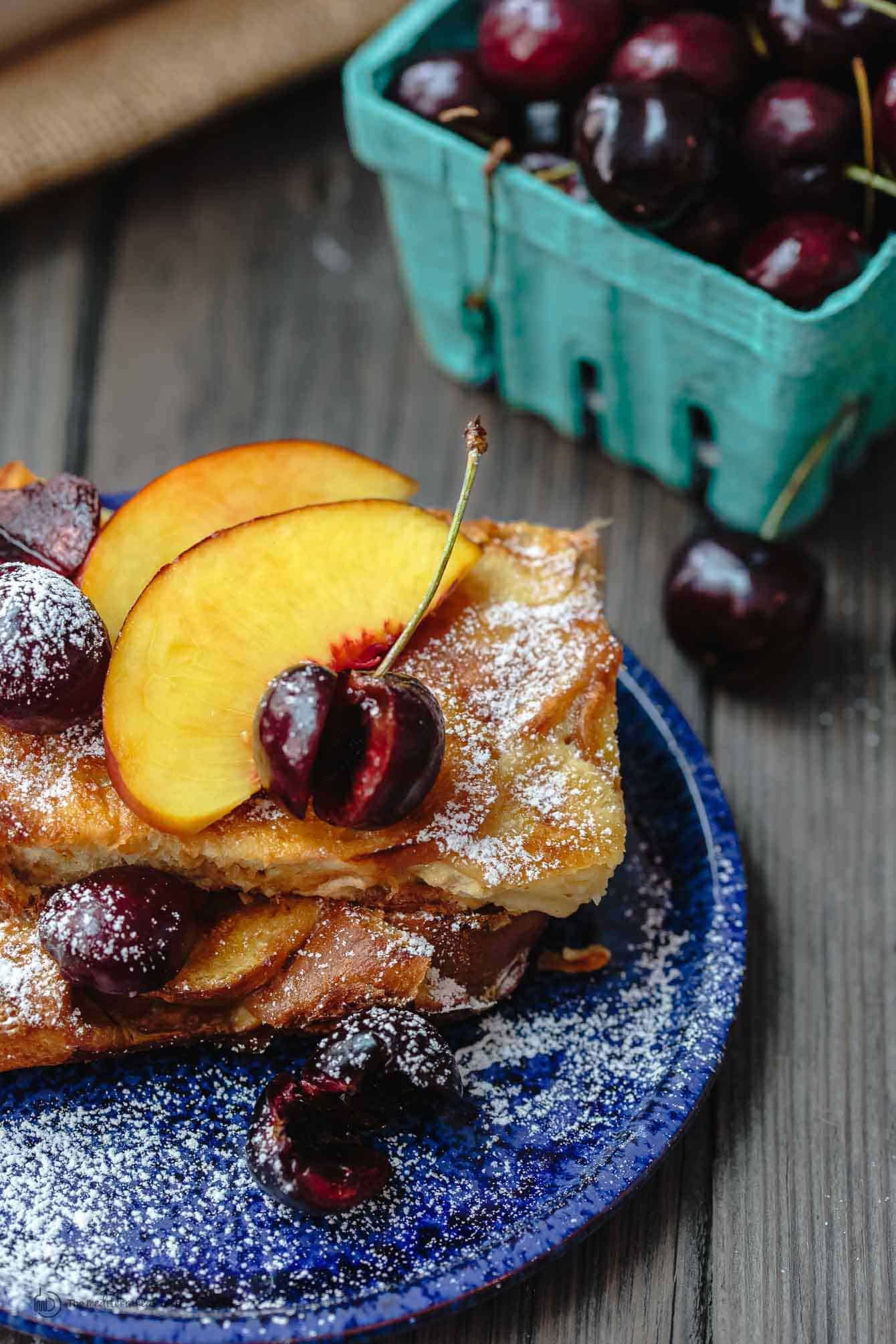 Close-up of french toast with fresh fruit
