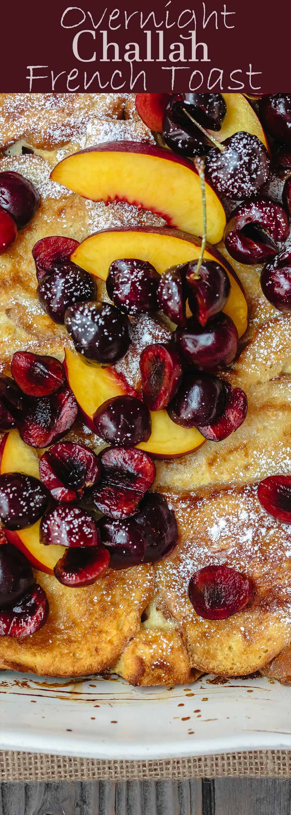 Overnight Baked French Toast Recipe with Challah | The Mediterranean Dish. Stupid easy and healtiher overnight french toast! Challah french toast with a reduced-fat yogurt custard, topped with fresh fruit and honey simple syrup. Prep it overnight and come morning, simply slip into the oven and enjoy your coffee!