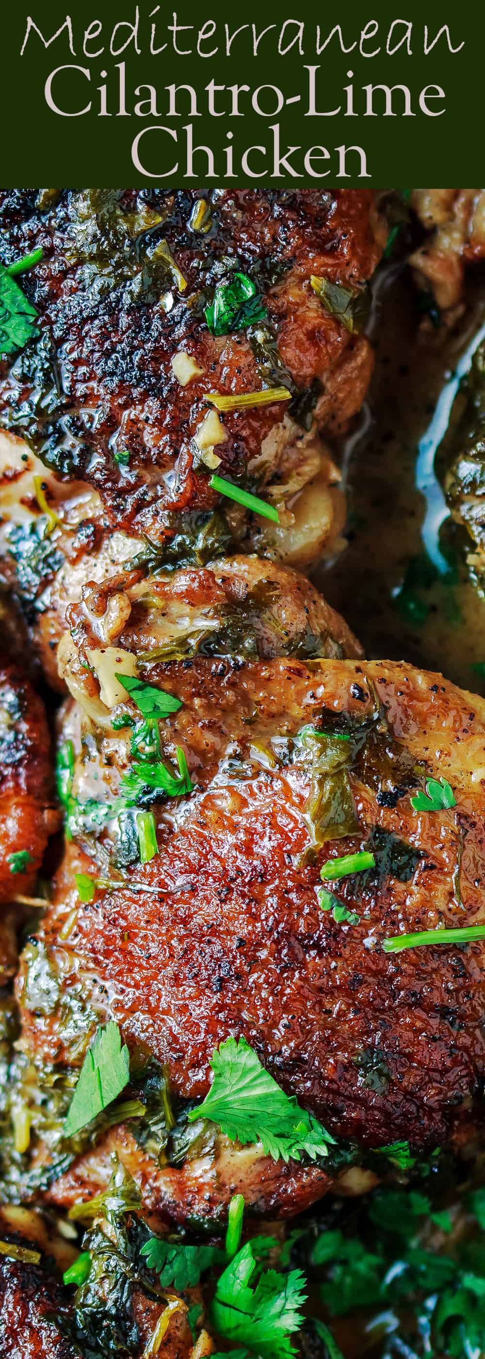 Cilantro Lime Chicken Recipe | The Mediterranean Dish. All-star cilantro lime chicken recipe, prepared Mediterranean-style with a special spice mix. Cooked to tender perfection in a tasty garlic and lime sauce. See the easy recipe and video tutorial on TheMediterraneanDish.com