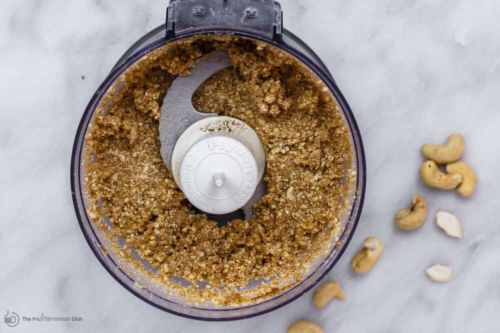 Cashews ground down in a food processor