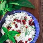 Cranberry and Herb Labneh Recipe | The Mediterranean Dish. Creamy labneh cheese makes the perfect Mediterranean party dip with loads of fresh herbs and dried cranberries. This labneh recipe comes with a homemade pita chips recipe as well! So easy. See it on TheMediterraneanDish.com