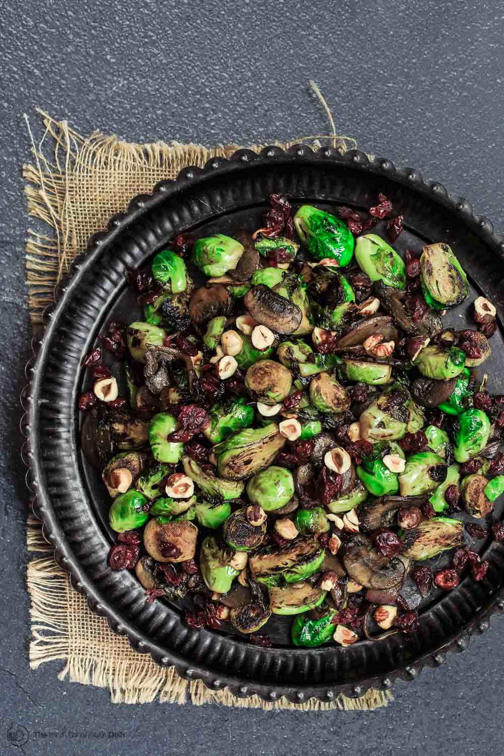 Olive Oil Fried Brussels Sprouts With Mushrooms And Cranberries The Mediterranean Dish