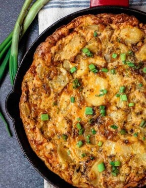 Spanish tortilla in a skillet