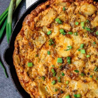 Spanish tortilla in a skillet