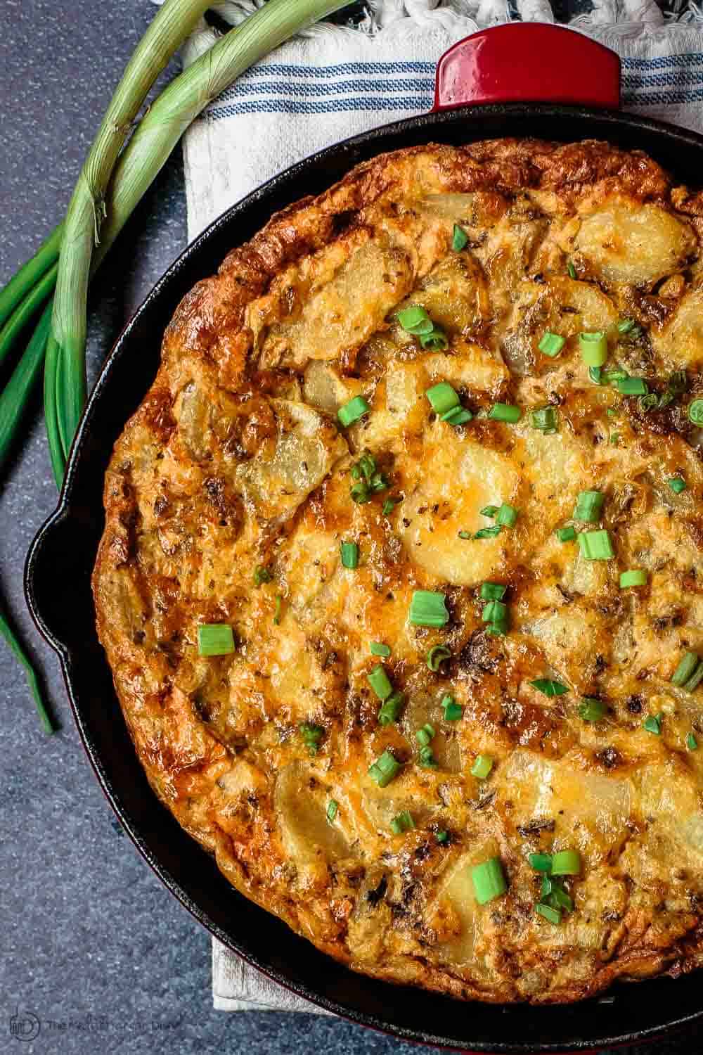 Spanish tortilla in a skillet