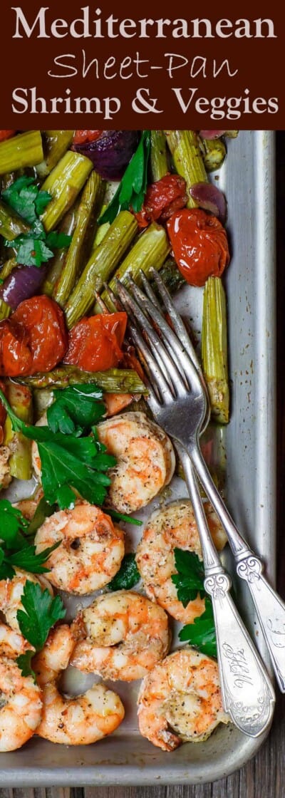 Mediterranean Sheet Pan Baked Shrimp and Veggies | The Mediterranean Dish