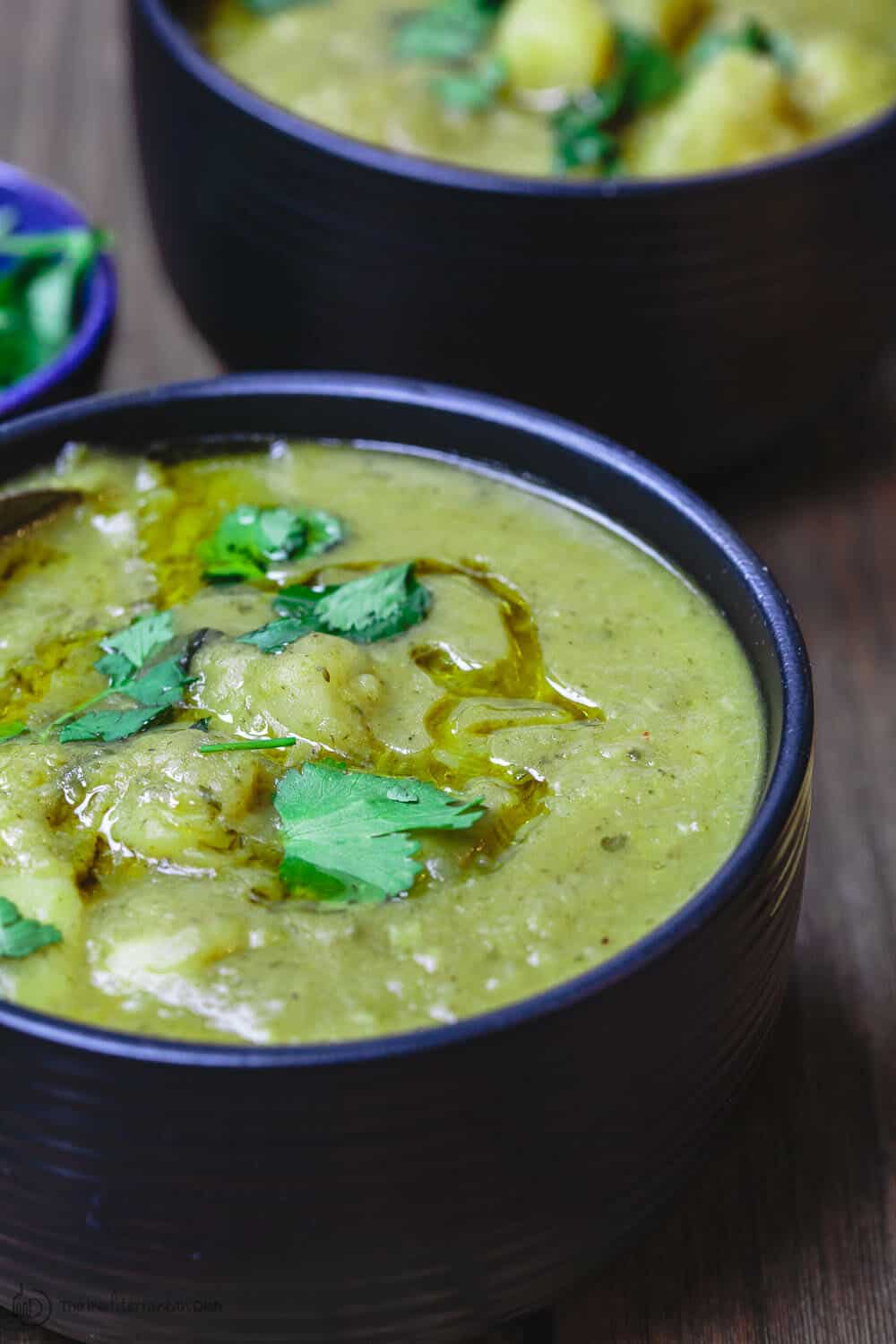 Bowl of Vegan Potato Leek Soup 