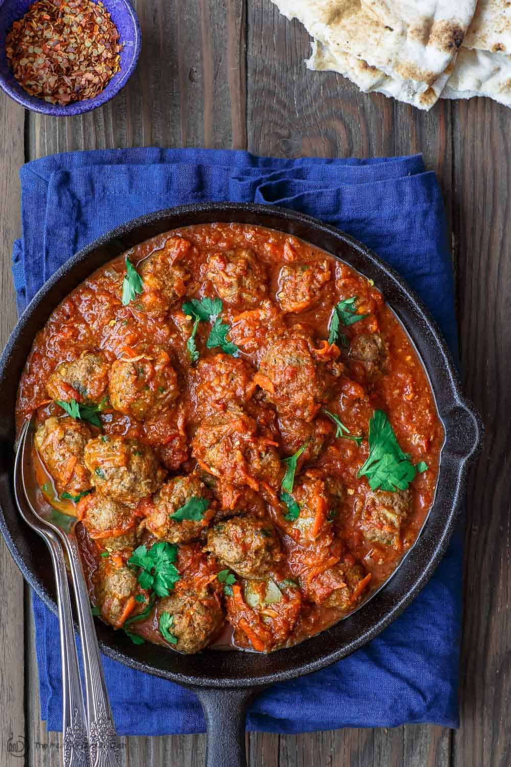 Lebanese Meatballs garnished with fresh parsley