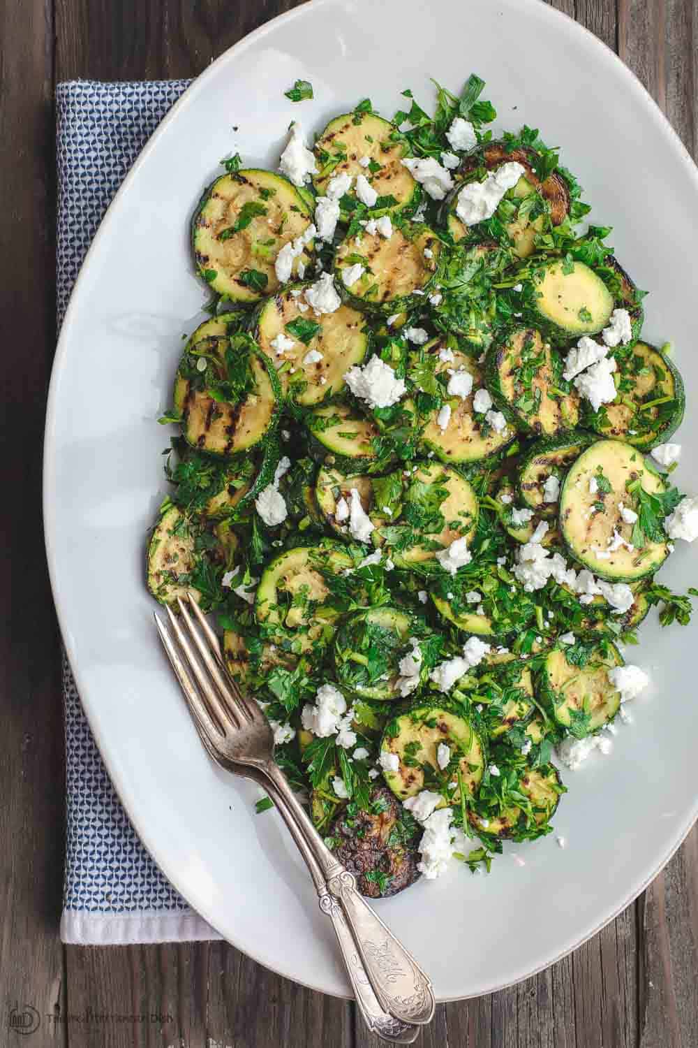 Griddled courgettes with lemon and garlic recipe