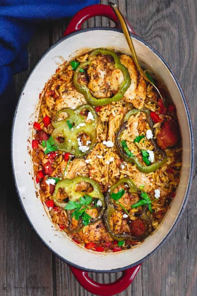 Greek Baked Chicken Orzo Recipe The Mediterranean Dish