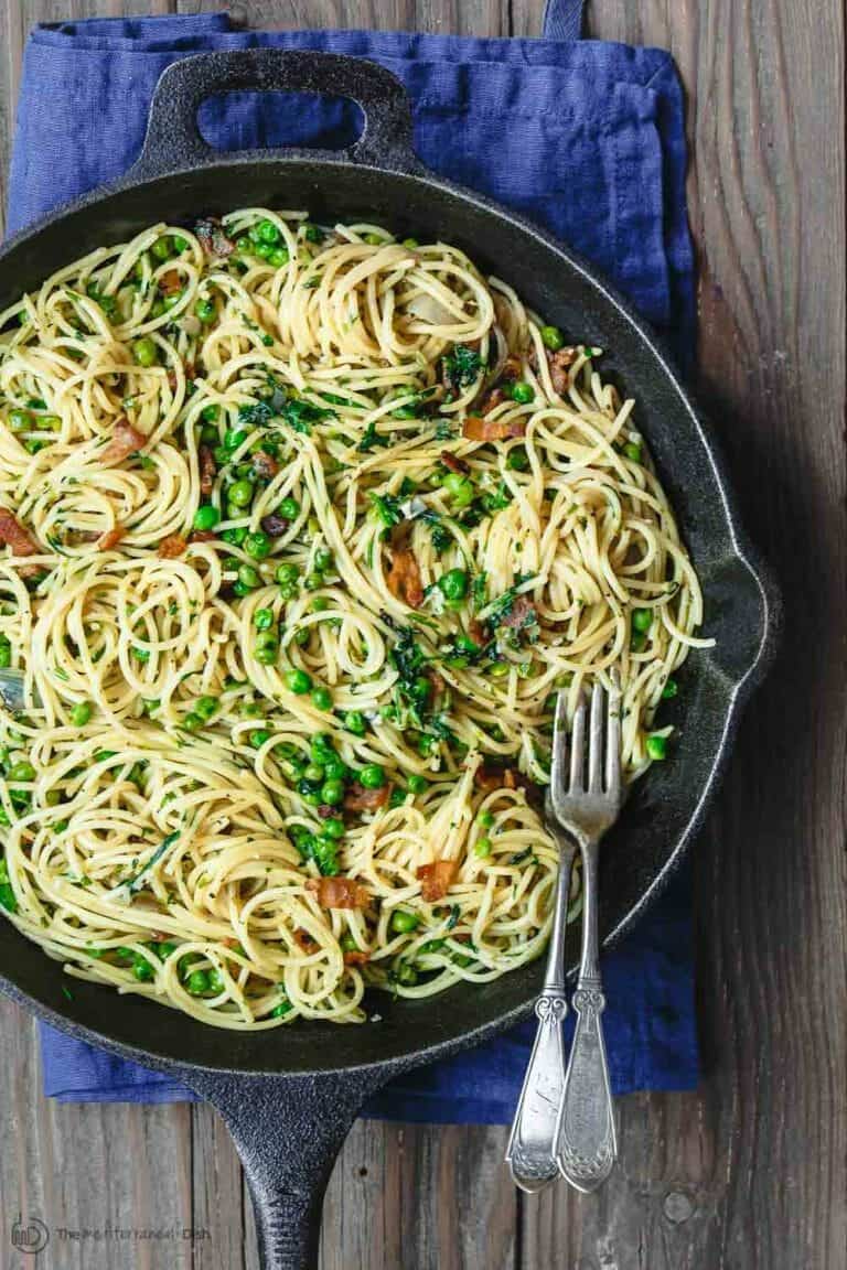 Simple Pancetta Pasta with Peas and Parmesan The Mediterranean Dish