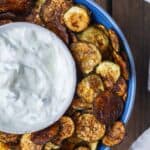 Baked Zucchini Chips with Tzataziki Sauce