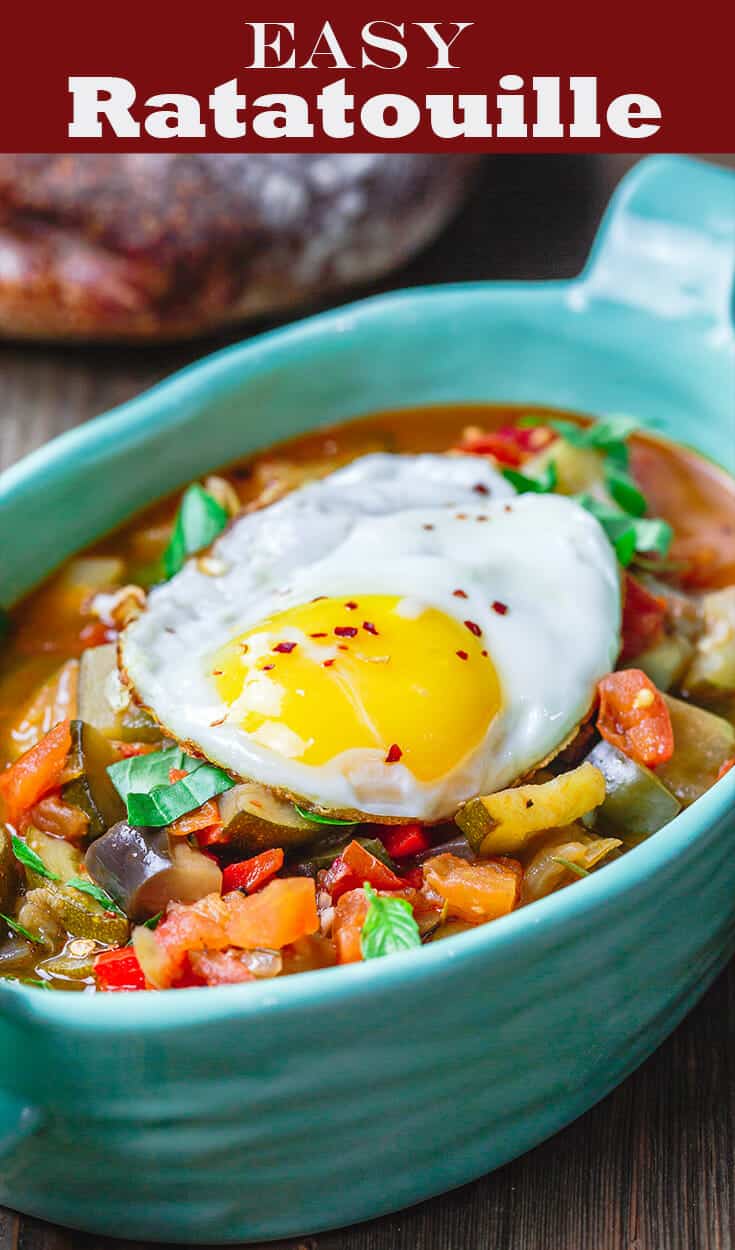 Easy Ratatouille Recipe | The Mediterranean Dish. A simple, hearty, and flavor packed ratatouille made in just one pot. Recipe comes with tips for best ratatouille, how to serve ratatouille and more. The perfect weeknight meal from themediterraneandish.com. #ratatouille #easyrecipe #mediterraneandiet #mediterraneanrecipe #vegan #veganrecipes #vegetarian #vegetarianrecipes #stew #zucchinirecipes #eggplantrecipes #glutenfree #glutenfreerecipes