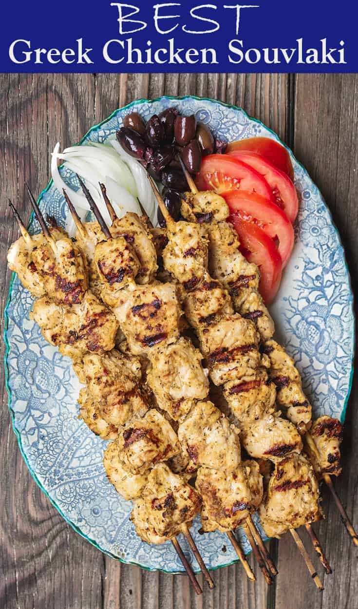 This homemade chicken souvlaki recipe takes you to the streets of Athens! Complete with the best souvlaki marinade; instructions for indoor or outdoor grilling; and what to serve with your souvlaki. Recipe from themediterraneandish.com #greekfood #souvlaki #kebab #kabob #chickensouvlaki #chickenkabob #mediterraneanfood #mediterraneandiet #mediterraneanrecipe #grilledchicken