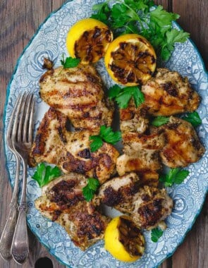 Lemon Chicken, served with grilled lemons