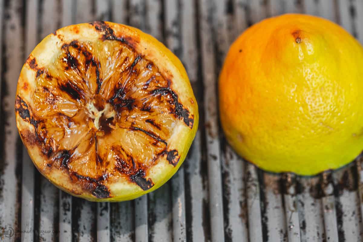 Grilled lemon halves