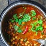 Easy Chickpea Instant Pot Soup | The Mediterranean Dish. Mediterranean style chickpea soup, with vegetables, fresh herbs, and great spices. You can make this in minutes in the Instant Pot, or see stovetop and slow cooker instructions. Great for make ahead and meal prep. #chickpeasoup #chickpearecipe #instantpotsoup #instantpotrecipe #instantpot #slowcooker #mediterraneandiet #veganrecipe #glutenfree #lowcarb