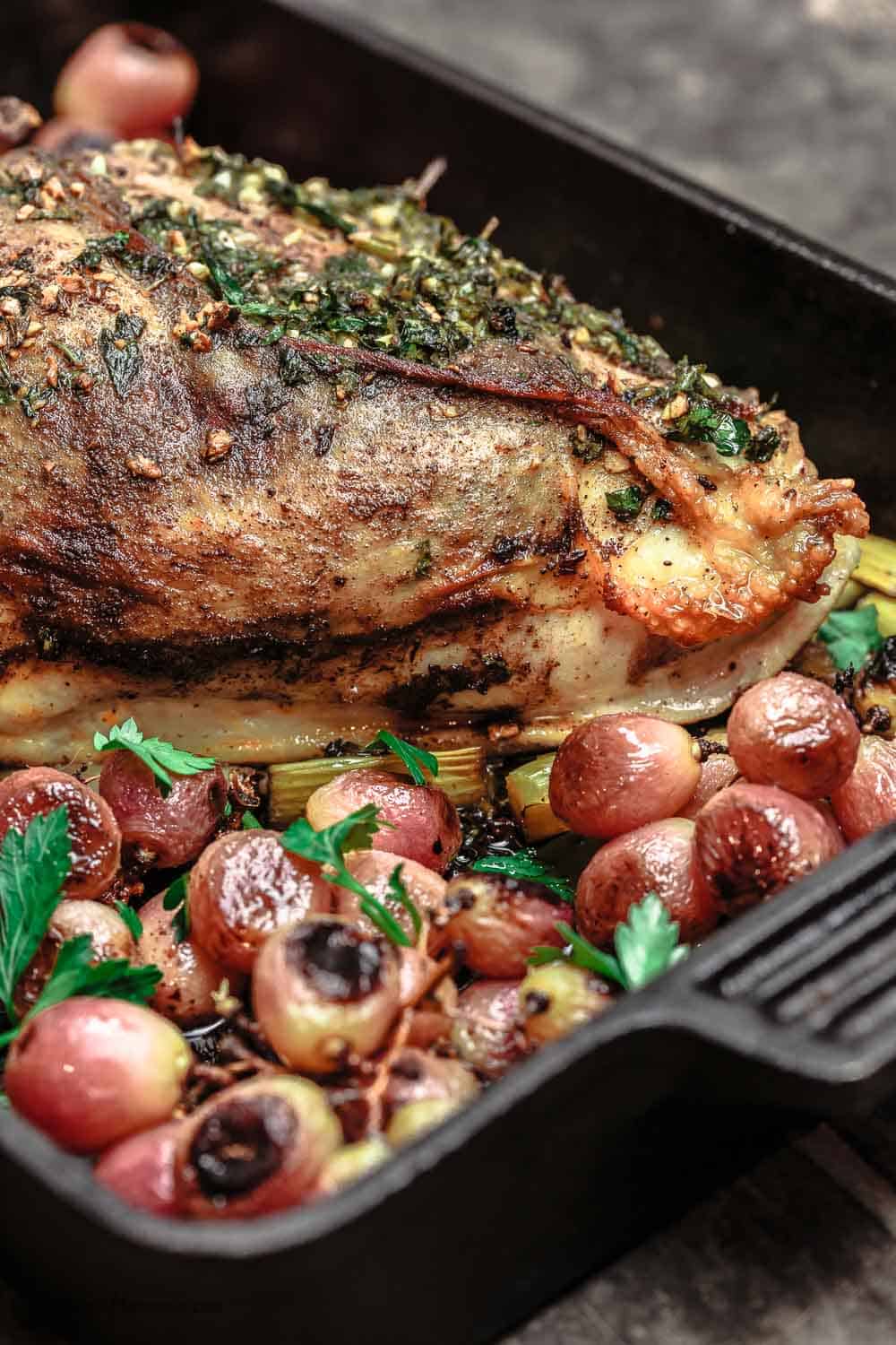 Herb Roast Turkey Breast with Roasted Grapes