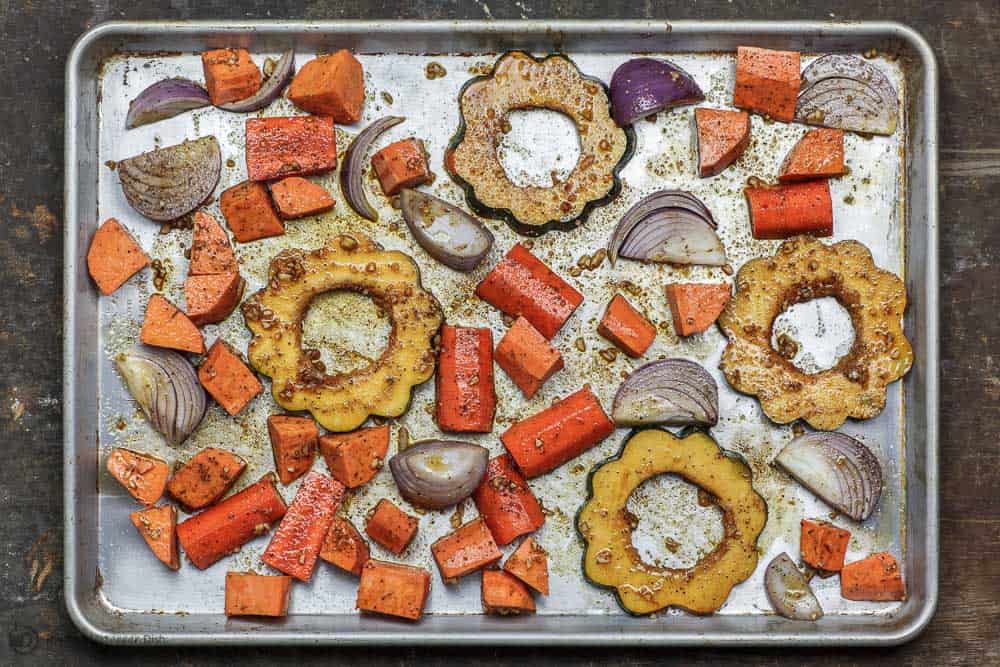 Baked Root Vegetables and Acorn Squash