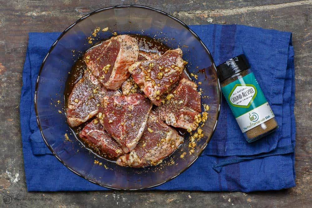 Uncooked Lamb Chops Marinating 