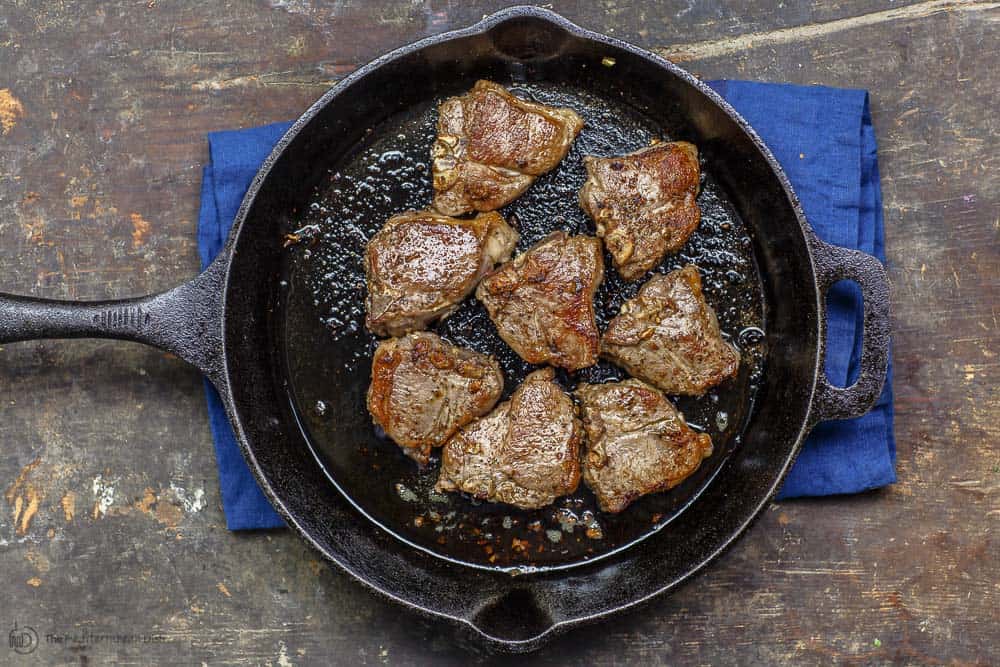 Lamb Chops Browned in Skillet