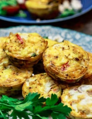 Close up side shot Mediterranean egg muffins