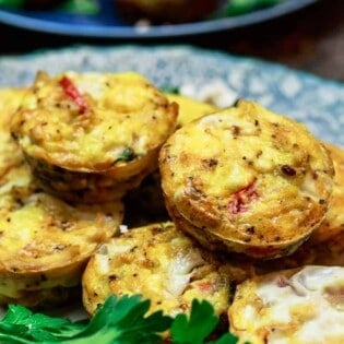 Close up side shot Mediterranean egg muffins