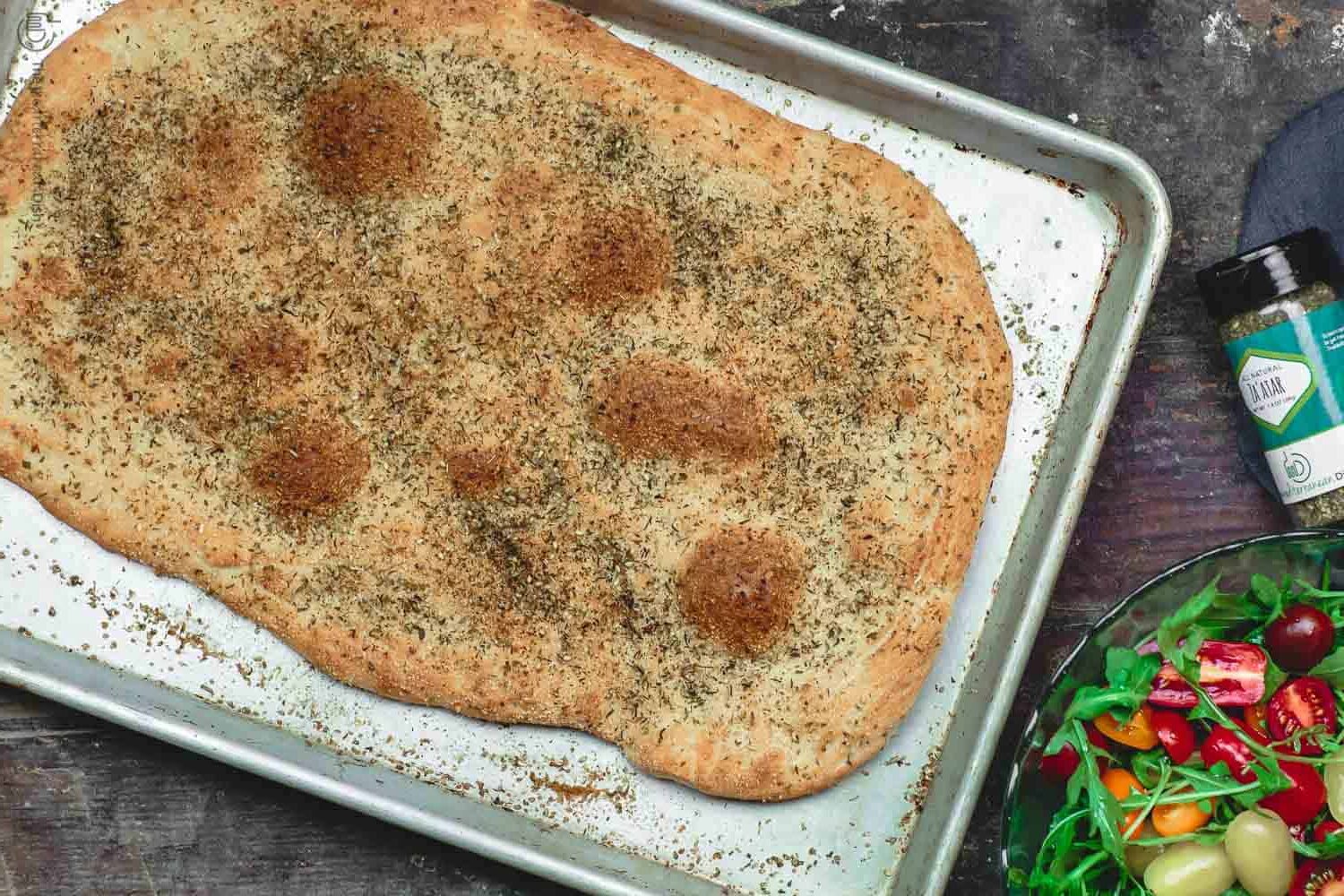 Flatbread Crust is Seasoned and Baked Before Adding Toppings