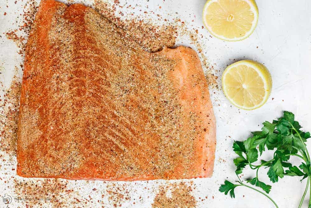 Seasoned Center Cut Salmon before cooking