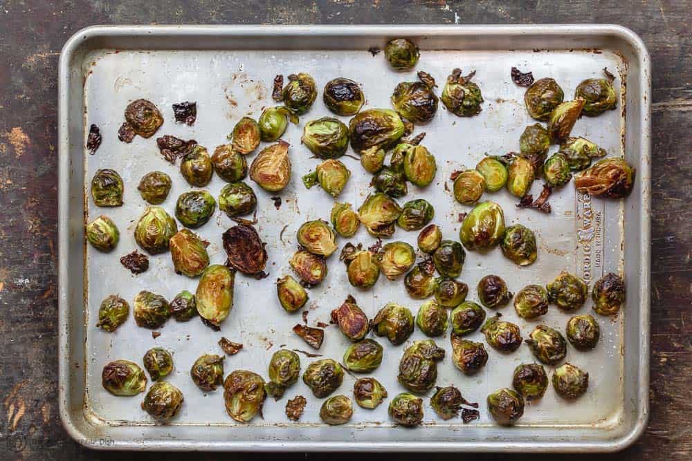 Roasted Brussel sprouts on sheet pan