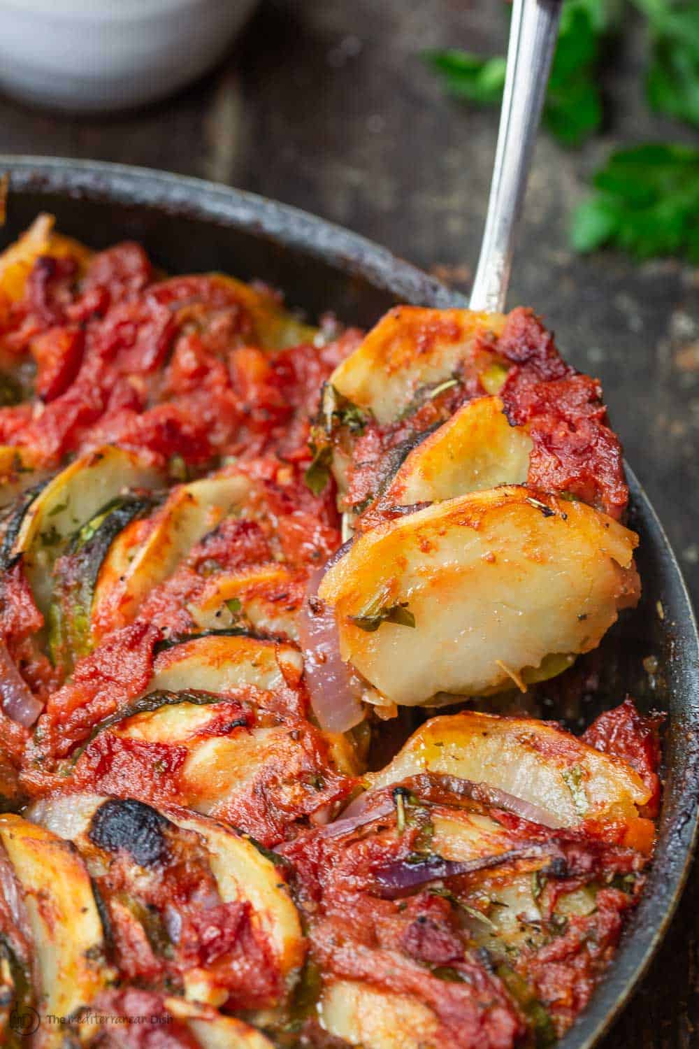 Serving Briam Vegetable Casserole