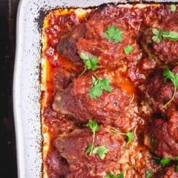 Greek Baked Meatballs in Red Sauce