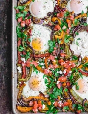 Mediterranean Sheet Pan Baked Eggs and Vegetables
