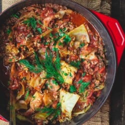 One Pot Unstuffed Cabbage Rolls, Mediterranean-Style