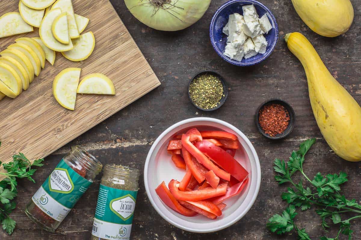 Ingredients for sauteed yellow squash