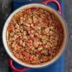 Rich, Thick Turkey Bolognese Sauce in a Pot