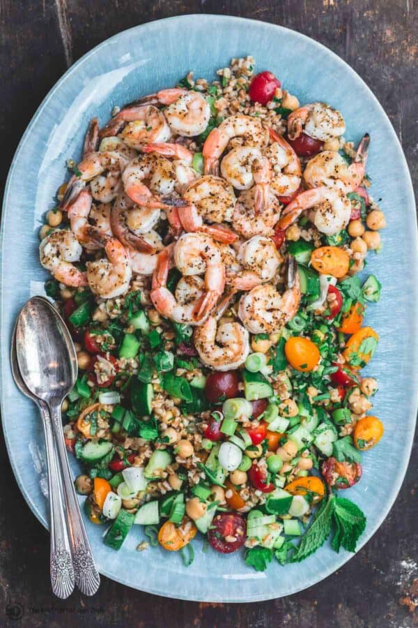 Mediterranean Chickpea Farro Salad with Shrimp The Mediterranean Dish
