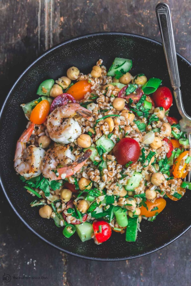 Mediterranean Chickpea Farro Salad with Shrimp The Mediterranean Dish