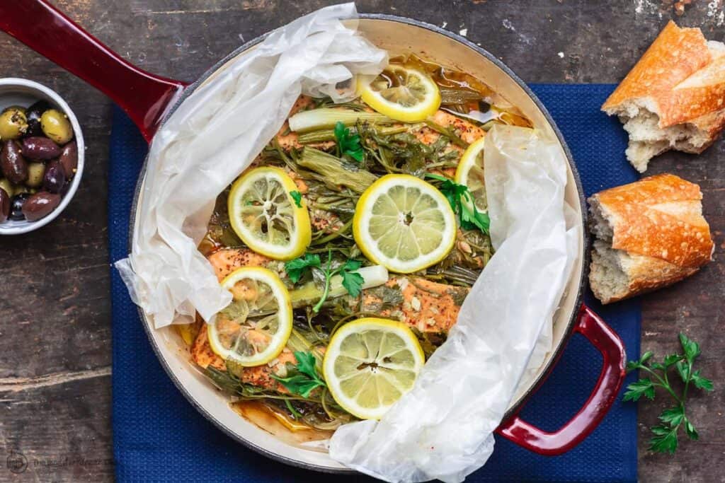 MediterraneanStyle Steamed Salmon with Lemon and Fresh Herbs The