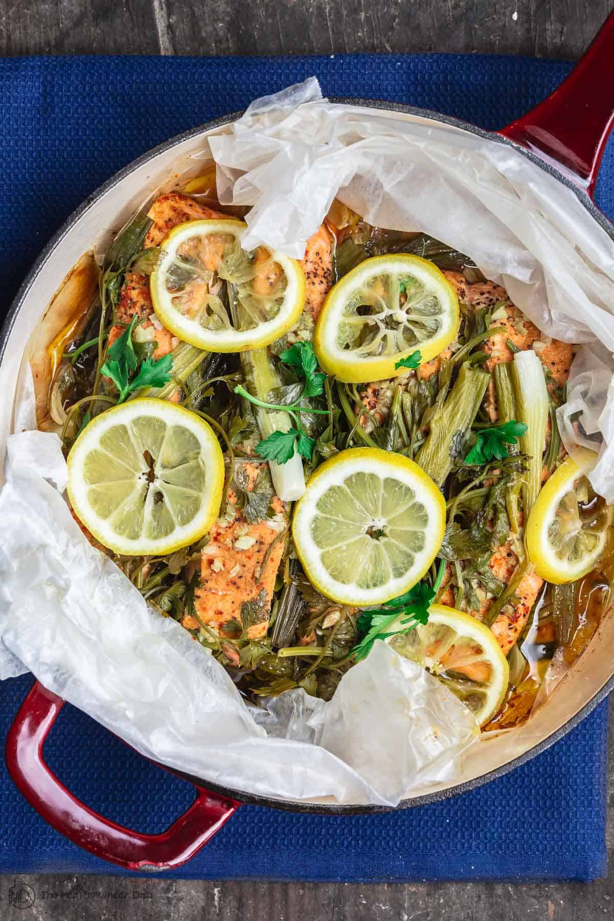 Mediterranean Steamed Salmon with Garlic, Lemon, and Fresh Herbs