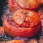 Greek stuffed tomatoes with rice and ground beef